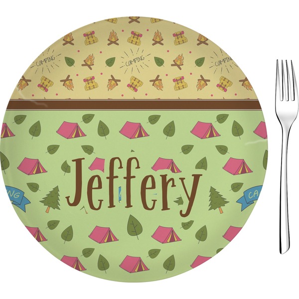 Custom Summer Camping Glass Appetizer / Dessert Plate 8" (Personalized)