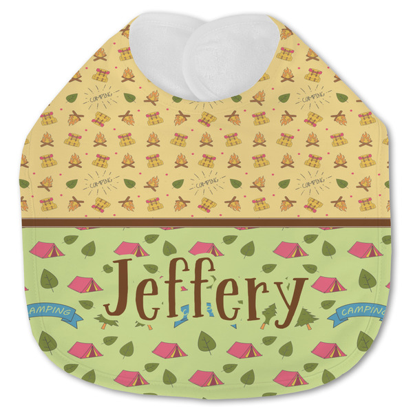 Custom Summer Camping Jersey Knit Baby Bib w/ Name or Text