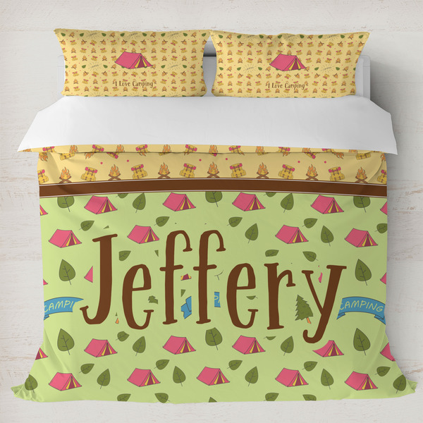 Custom Summer Camping Duvet Cover Set - King (Personalized)