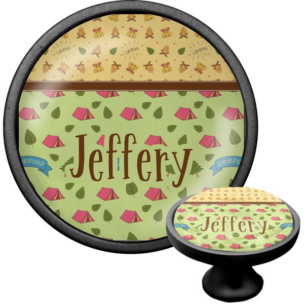 Custom Summer Camping Cabinet Knob (Black) (Personalized)