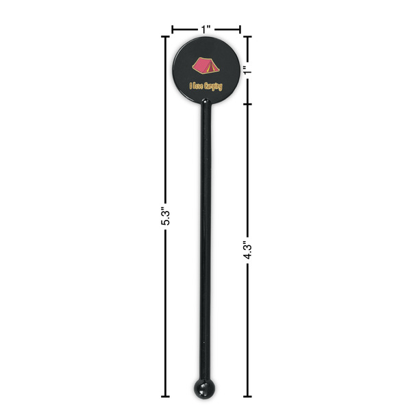Summer Camping Black Plastic 5.5" Stir Stick - Round - Dimensions