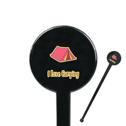 Summer Camping 7" Round Plastic Stir Sticks - Black - Single Sided (Personalized)