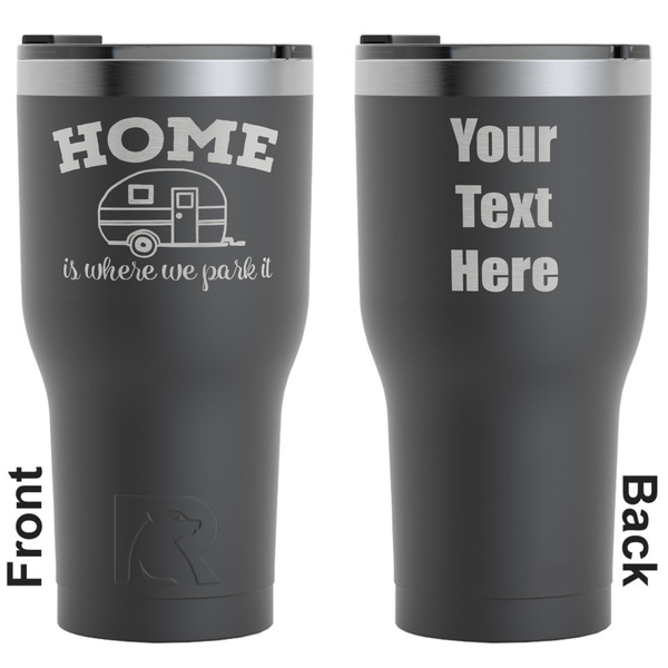 Custom Summer Camping RTIC Tumbler - Black - Engraved Front & Back (Personalized)