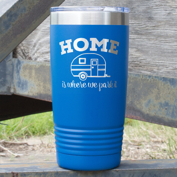 Custom Summer Camping 20 oz Stainless Steel Tumbler - Royal Blue - Double Sided (Personalized)