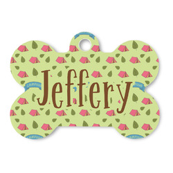 Summer Camping Bone Shaped Dog ID Tag (Personalized)