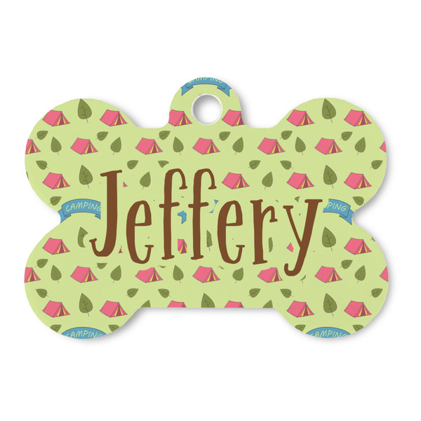 Custom Summer Camping Bone Shaped Dog ID Tag (Personalized)