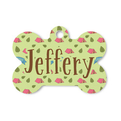 Summer Camping Bone Shaped Dog ID Tag - Small (Personalized)