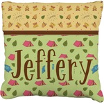 Summer Camping Faux-Linen Throw Pillow 18" (Personalized)