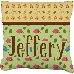 Summer Camping Faux-Linen Throw Pillow 18" (Personalized)