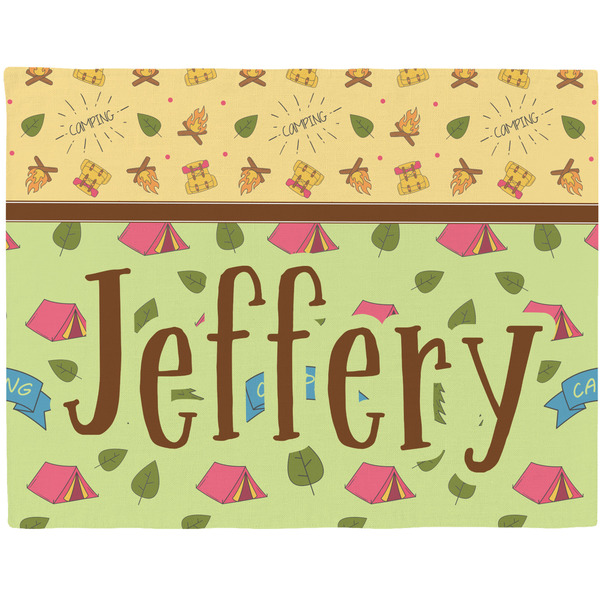 Custom Summer Camping Woven Fabric Placemat - Twill w/ Name or Text