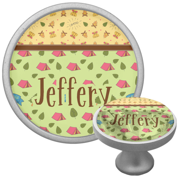 Custom Summer Camping Cabinet Knob (Silver) (Personalized)