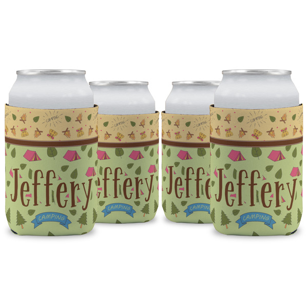 Custom Summer Camping Can Cooler (12 oz) - Set of 4 w/ Name or Text