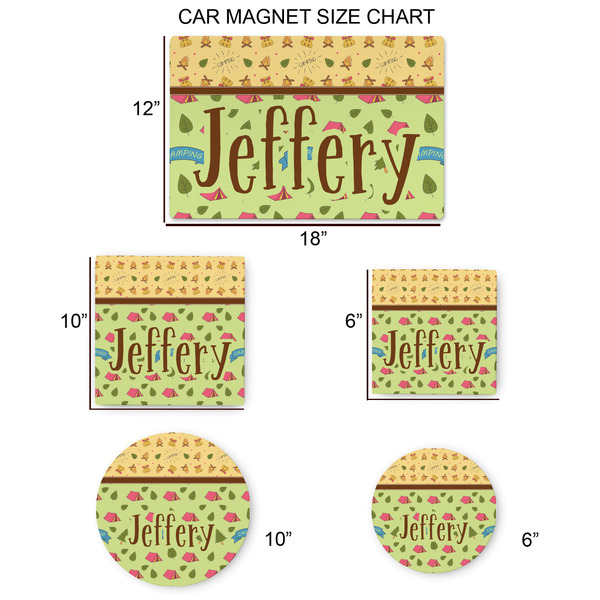 Summer Camping Car Magnets - SIZE CHART