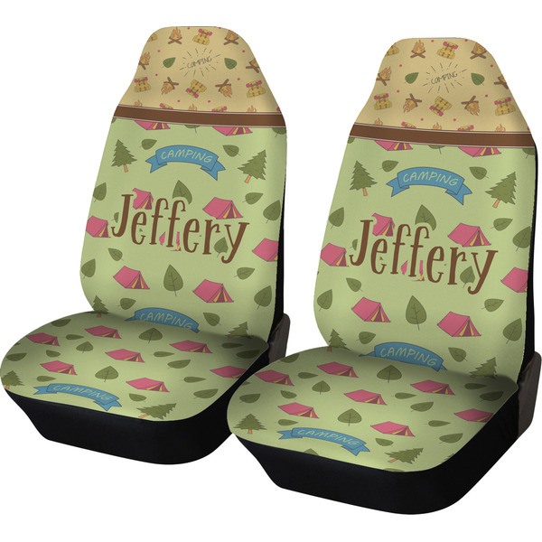 Custom Summer Camping Car Seat Covers (Set of Two) (Personalized)