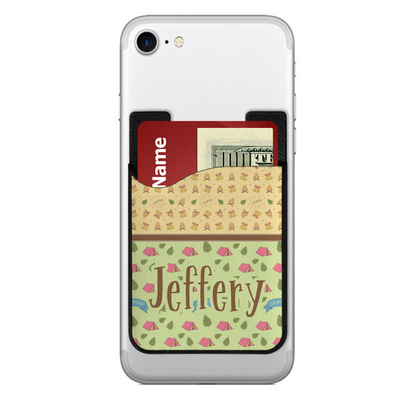 Custom Summer Camping 2-in-1 Cell Phone Credit Card Holder & Screen Cleaner (Personalized)
