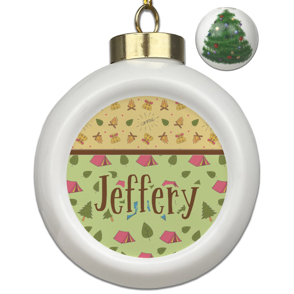 Custom Summer Camping Ceramic Ball Ornament - Christmas Tree (Personalized)