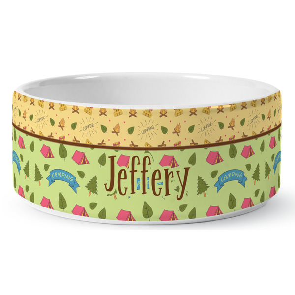 Summer Camping Ceramic Dog Bowl - Medium - Front