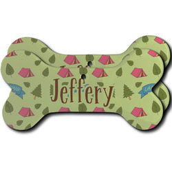 Summer Camping Ceramic Dog Ornament - Front & Back w/ Name or Text
