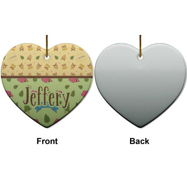 Summer Camping Ceramic Flat Ornament - Heart Front & Back (APPROVAL)