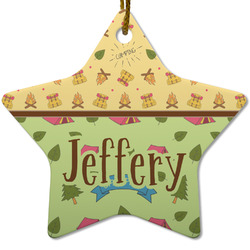 Summer Camping Star Ceramic Ornament w/ Name or Text