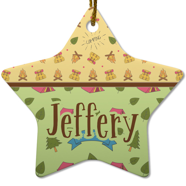 Custom Summer Camping Star Ceramic Ornament w/ Name or Text