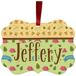 Summer Camping Metal Frame Ornament - Double Sided w/ Name or Text
