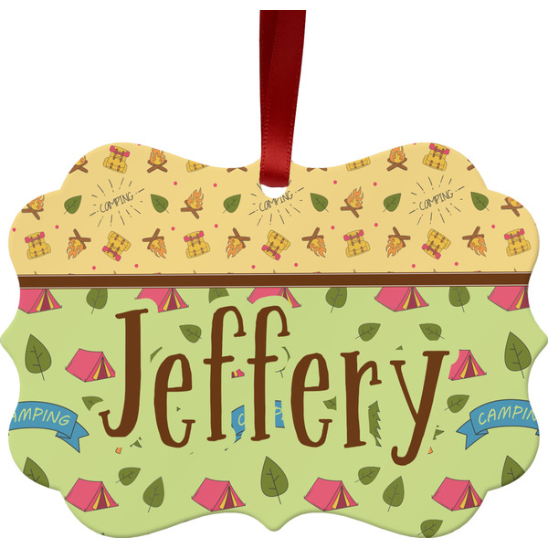 Custom Summer Camping Metal Frame Ornament - Double Sided w/ Name or Text