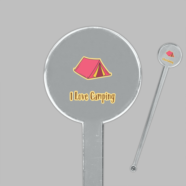 Summer Camping Clear Plastic 7" Stir Stick - Round - Closeup