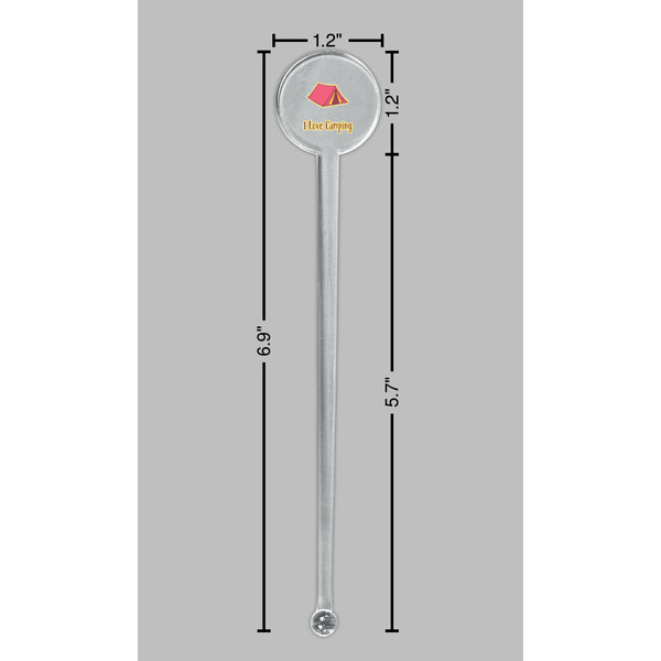 Summer Camping Clear Plastic 7" Stir Stick - Round - Dimensions