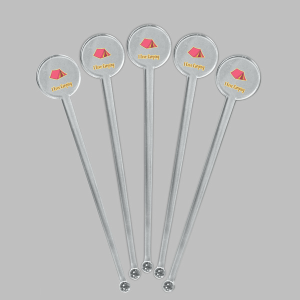 Summer Camping Clear Plastic 7" Stir Stick - Round - Fan View