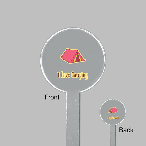 Summer Camping Clear Plastic 7" Stir Stick - Round - Front & Back