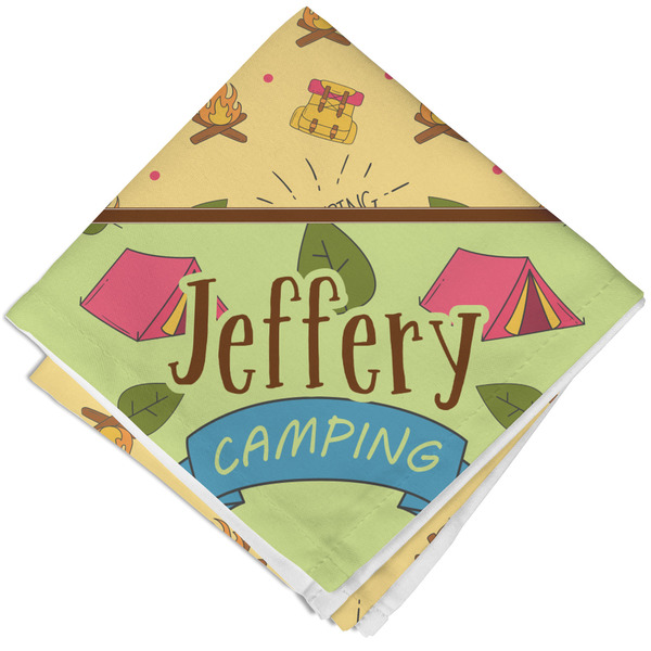 Custom Summer Camping Cloth Cocktail Napkin - Single w/ Name or Text