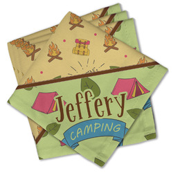 Summer Camping Cloth Cocktail Napkins - Set of 4 w/ Name or Text