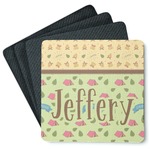 Summer Camping Square Rubber Backed Coasters - Set of 4 (Personalized)