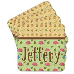 Summer Camping Cork Coaster - Set of 4 w/ Name or Text