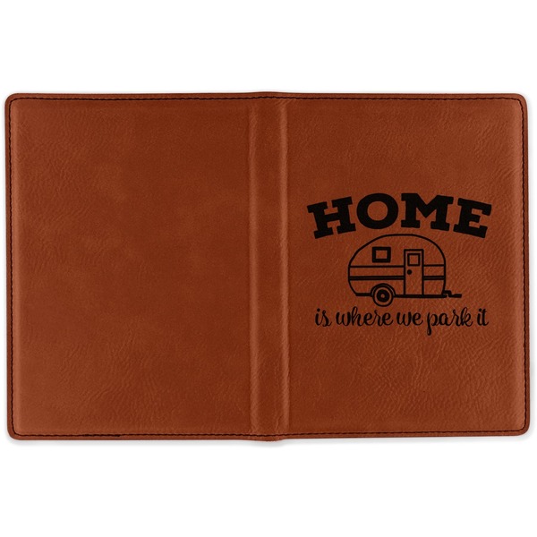 Summer Camping Cognac Leather Passport Holder Outside Single Sided - Apvl