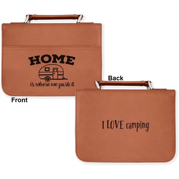 Summer Camping Cognac Leatherette Bible Covers - Large Double Sided Apvl
