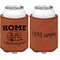 Summer Camping Cognac Leatherette Can Sleeve - Double Sided Front and Back