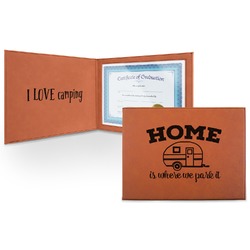 Summer Camping Leatherette Certificate Holder - Front and Inside (Personalized)