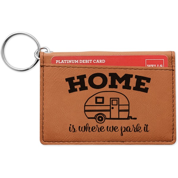 Custom Summer Camping Leatherette Keychain ID Holder