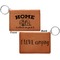 Summer Camping Cognac Leatherette Keychain ID Holders - Front and Back Apvl
