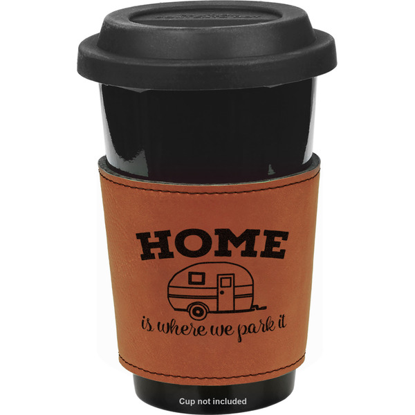 Custom Summer Camping Leatherette Cup Sleeve - Double Sided (Personalized)