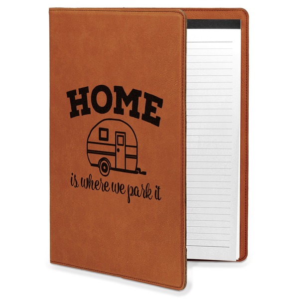 Custom Summer Camping Leatherette Portfolio with Notepad - Large - Double Sided (Personalized)