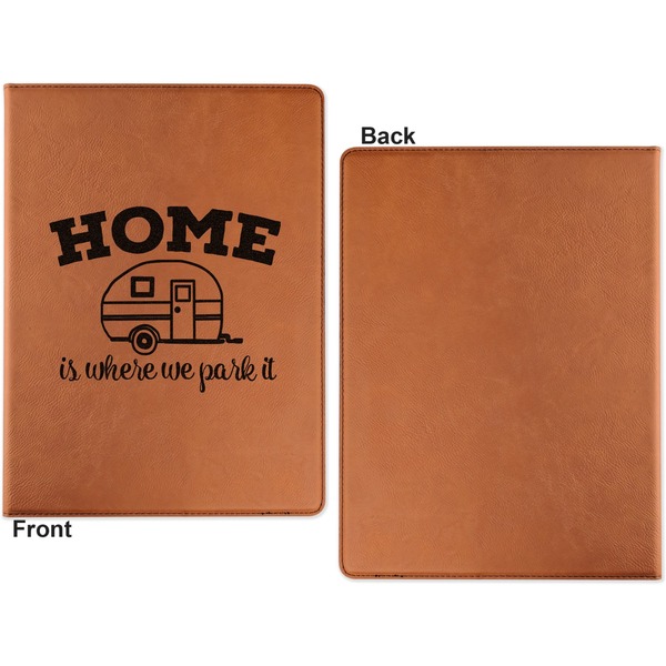 Summer Camping Cognac Leatherette Portfolios with Notepad - Large - Single Sided - Apvl