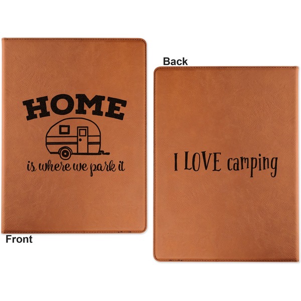 Summer Camping Cognac Leatherette Portfolios with Notepad - Small - Double Sided- Apvl