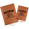 Summer Camping Cognac Leatherette Portfolios with Notepad - Compare Sizes