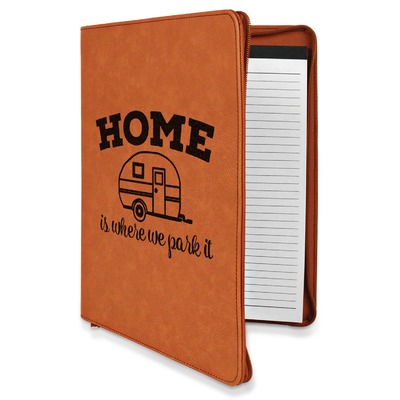 Summer Camping Leatherette Zipper Portfolio with Notepad (Personalized)