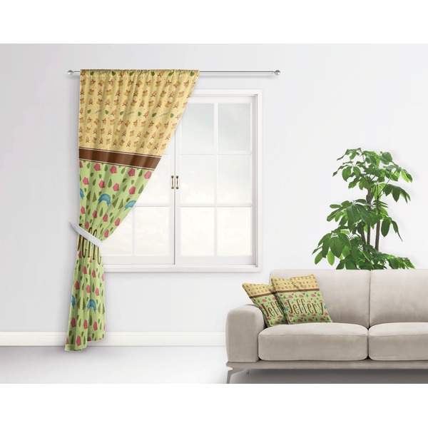 Summer Camping Curtain With Window and Rod - in Room Matching Pillow