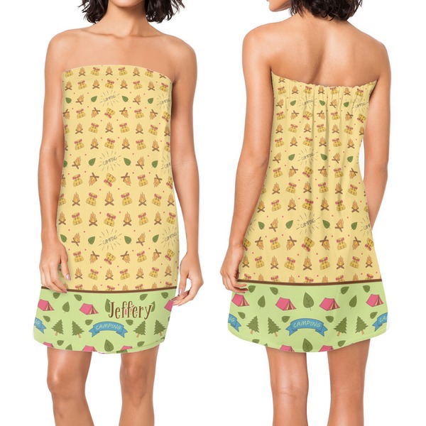 Summer Camping Custom Bath Wrap - Front & Back View