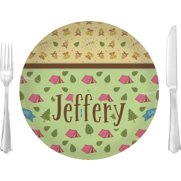 Custom Summer Camping Glass Lunch / Dinner Plate 10" (Personalized)